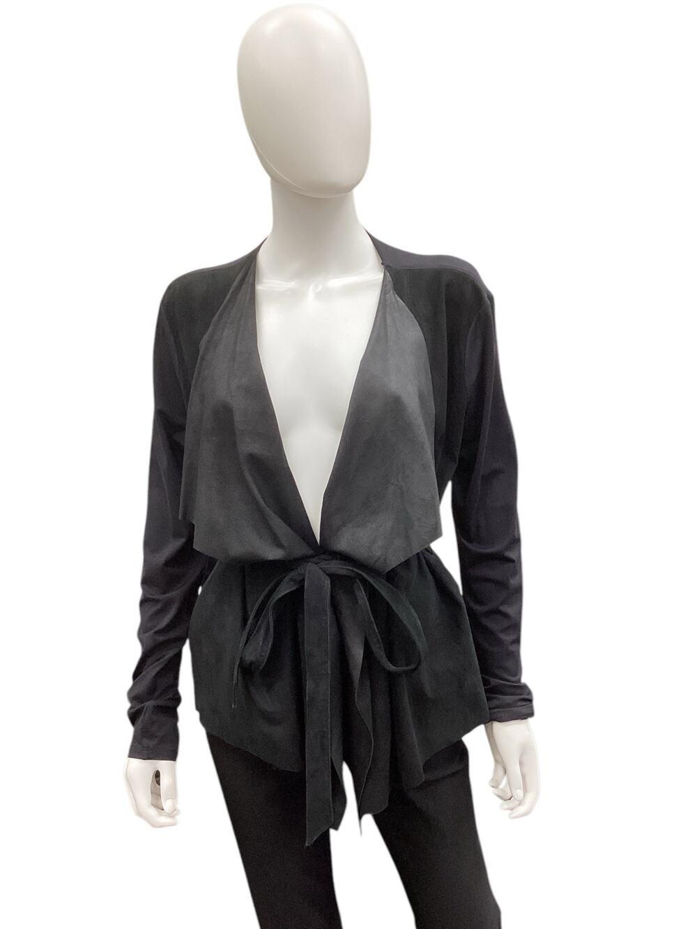 Max Mara Women’s Wrap Size M Goat Leather And Silk Belt Waterfall Style Black